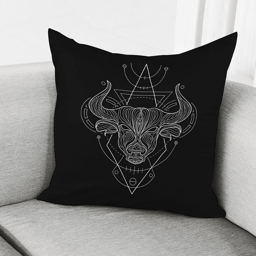 Black And White Taurus Sign Print Pillow Cover