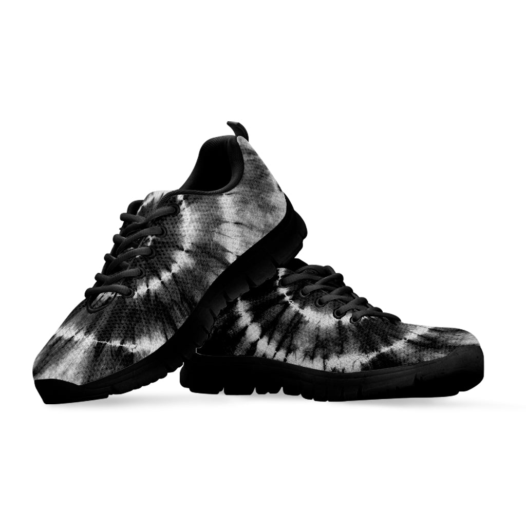 Black And White Tie Dye Print Black Sneakers