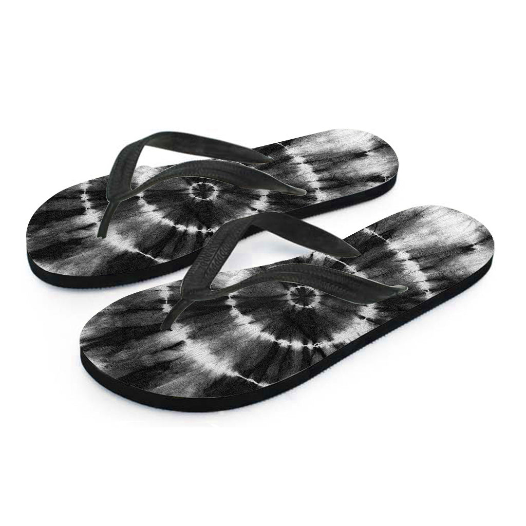 Black And White Tie Dye Print Flip Flops