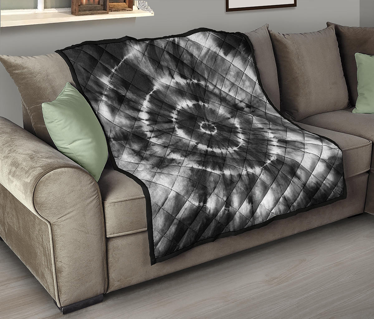 Black And White Tie Dye Print Quilt