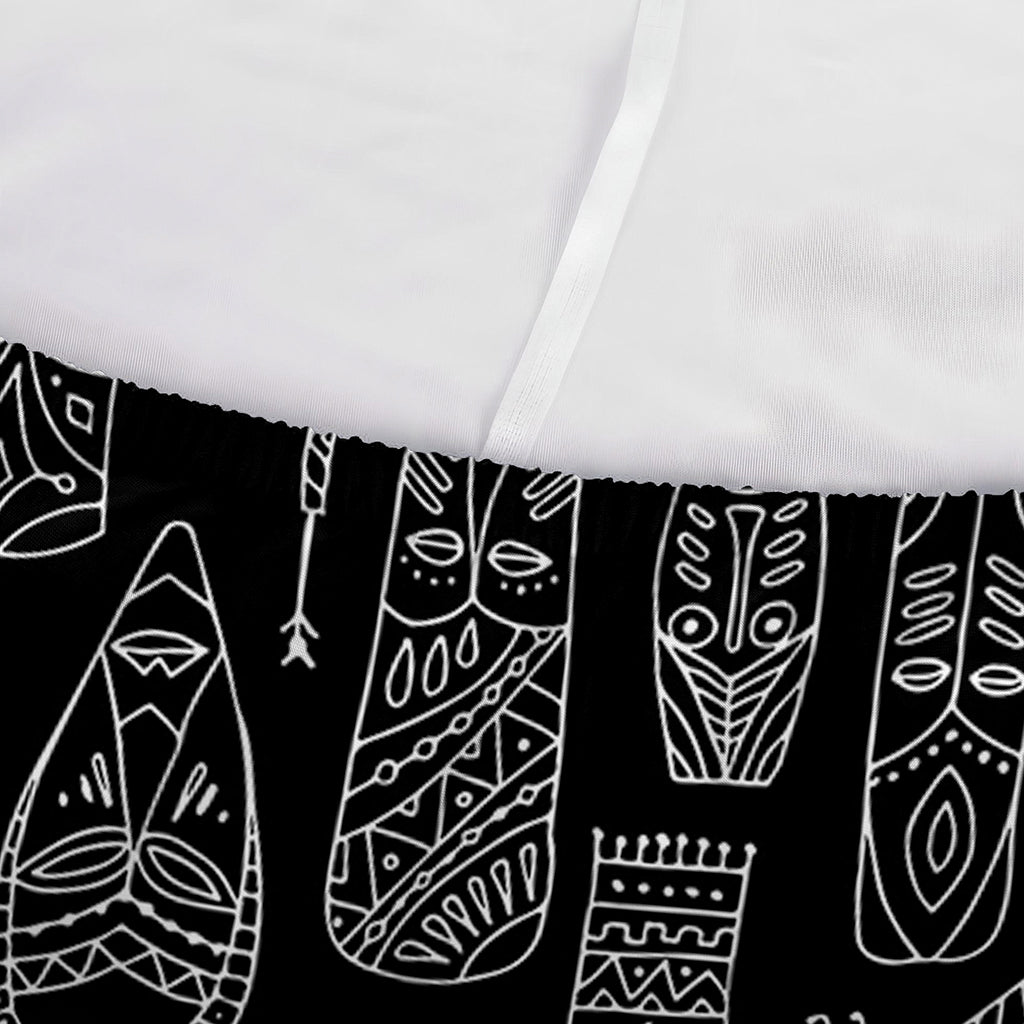 Black And White Totem Pattern Print Sofa Cover