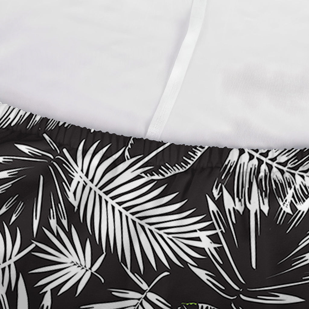 Black And White Tropical Palm Leaf Print Sofa Cover