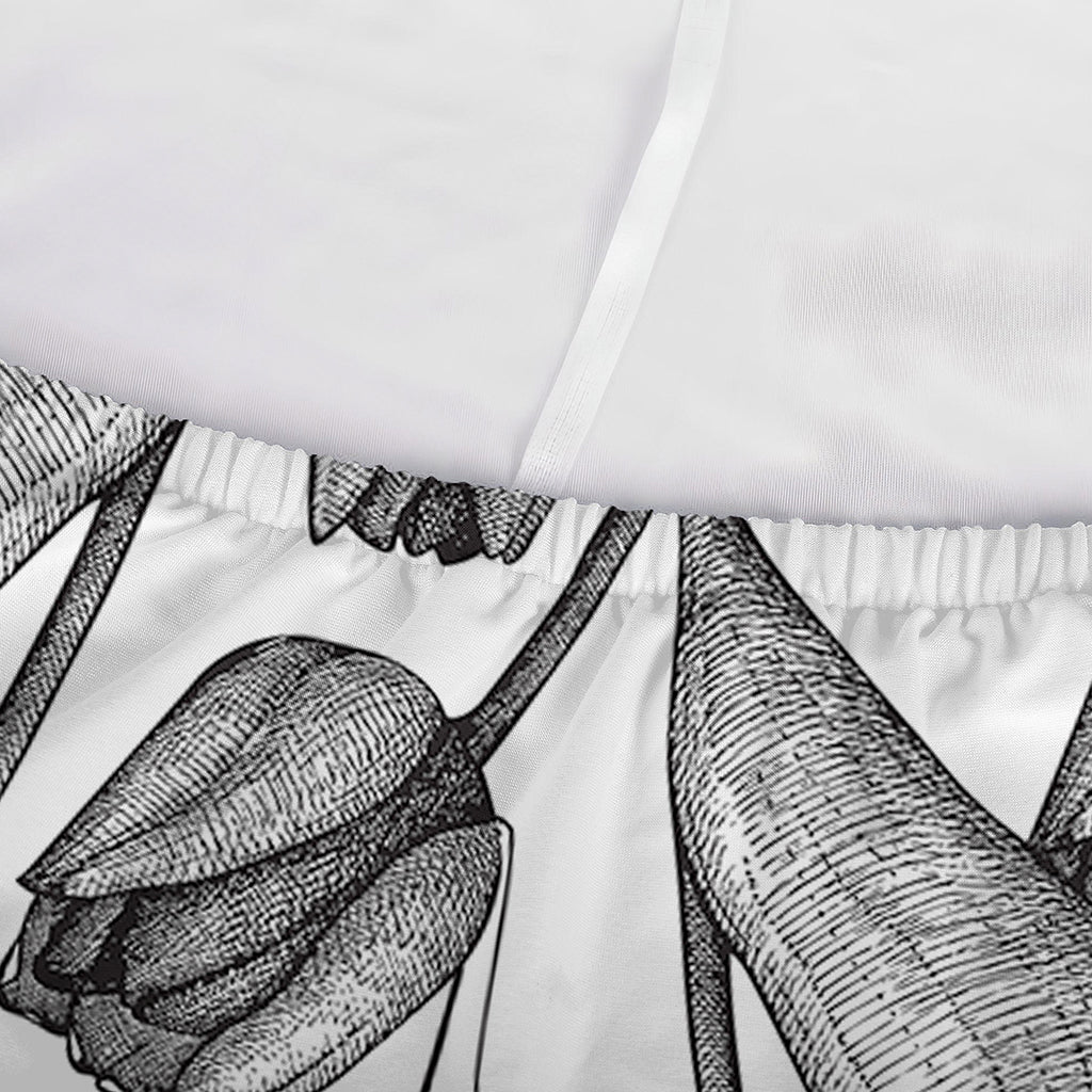 Black And White Tulip Pattern Print Sofa Cover