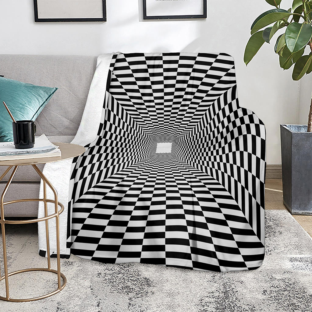 Black And White Tunnel Illusion Print Blanket