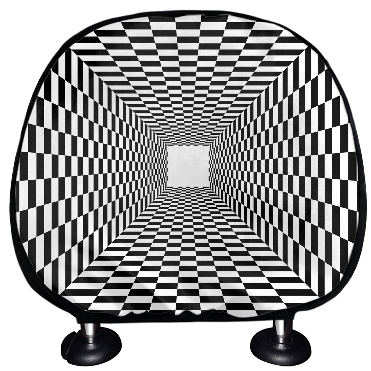 Black And White Tunnel Illusion Print Car Headrest Covers