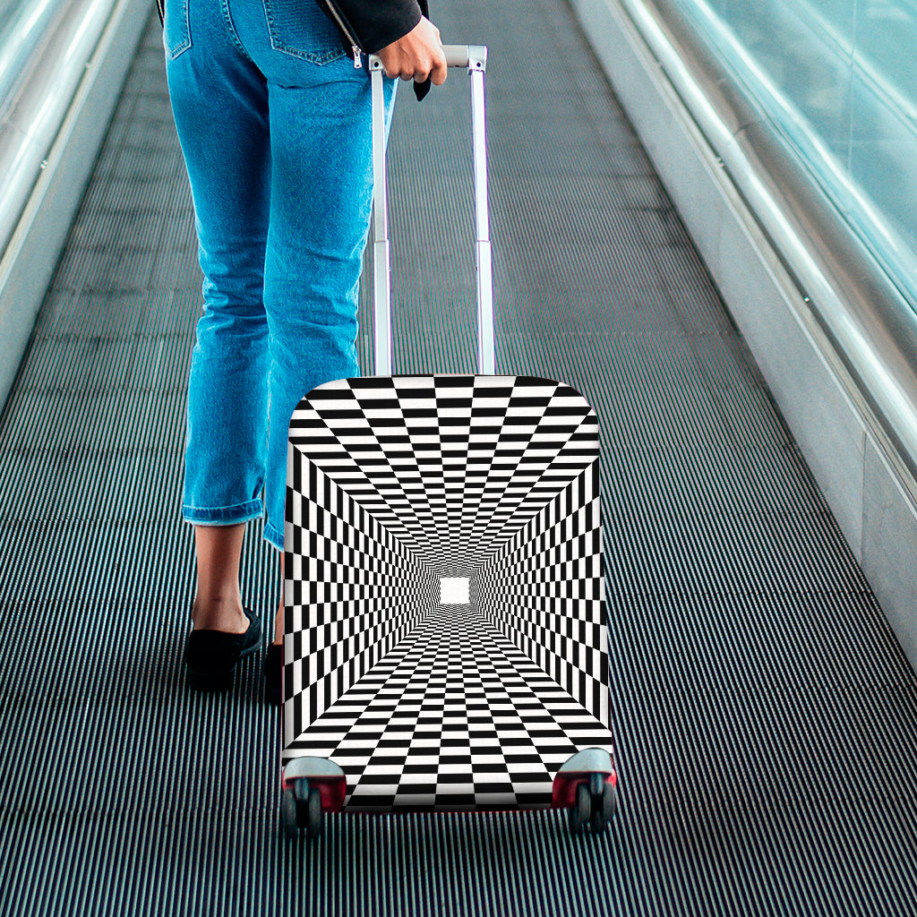 Black And White Tunnel Illusion Print Luggage Cover