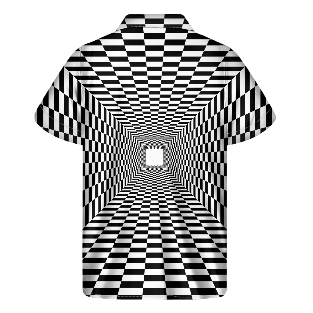 Black And White Tunnel Illusion Print Men's Short Sleeve Shirt