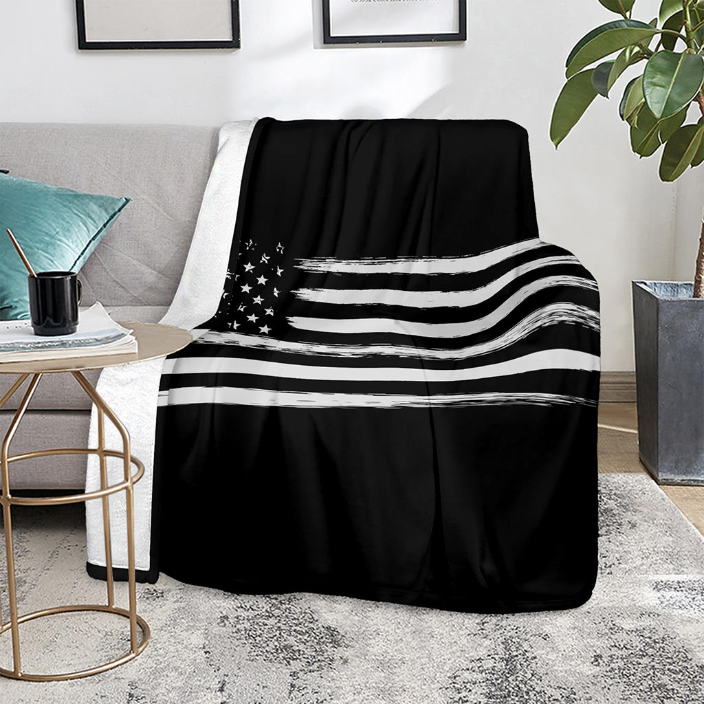 Black And White USA Flag Print Blanket