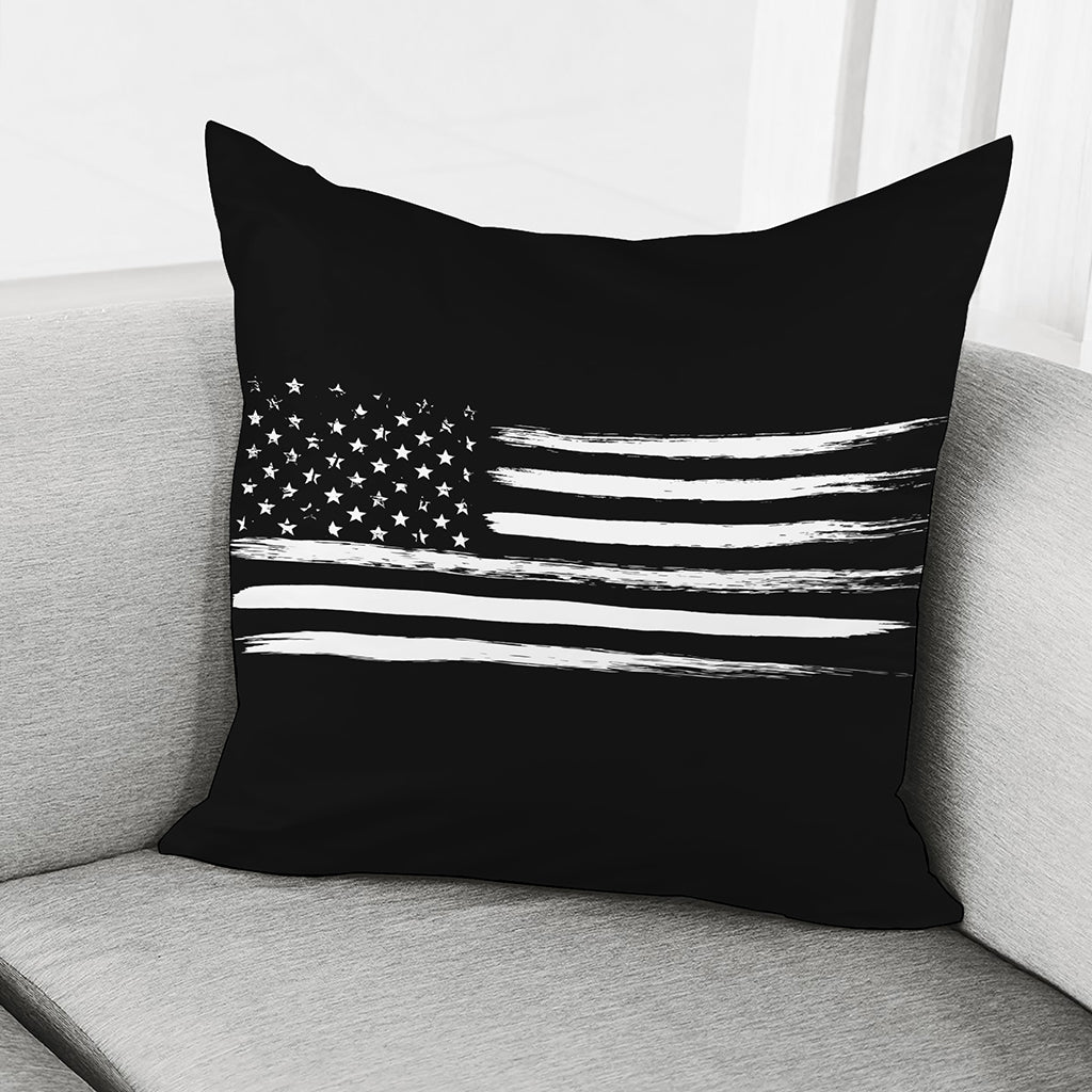 Black And White USA Flag Print Pillow Cover