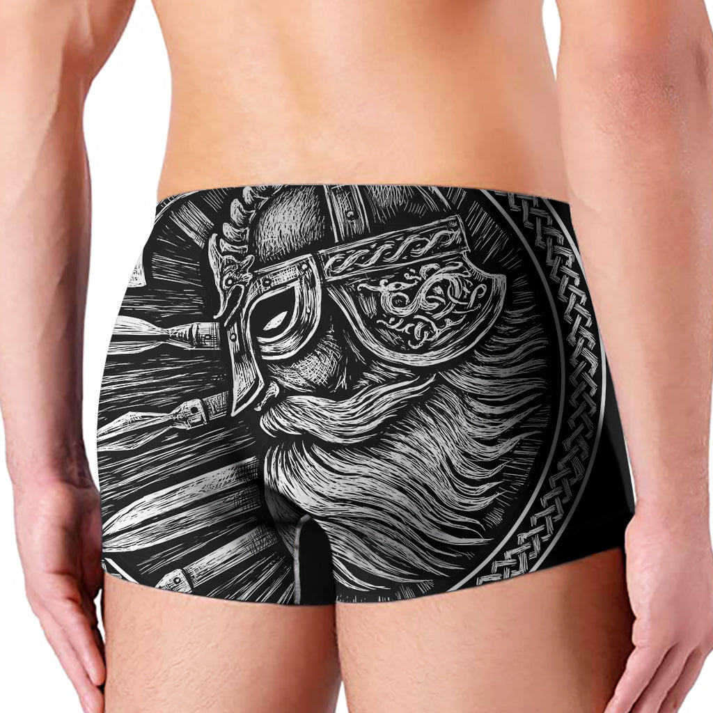 Black And White Viking God Odin Print Men's Boxer Briefs