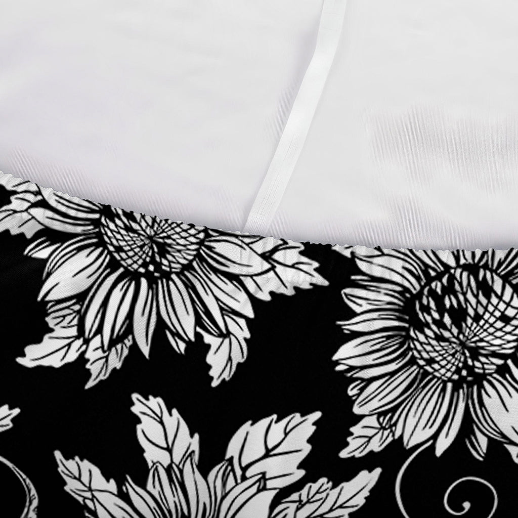 Black And White Vintage Sunflower Print Sofa Cover