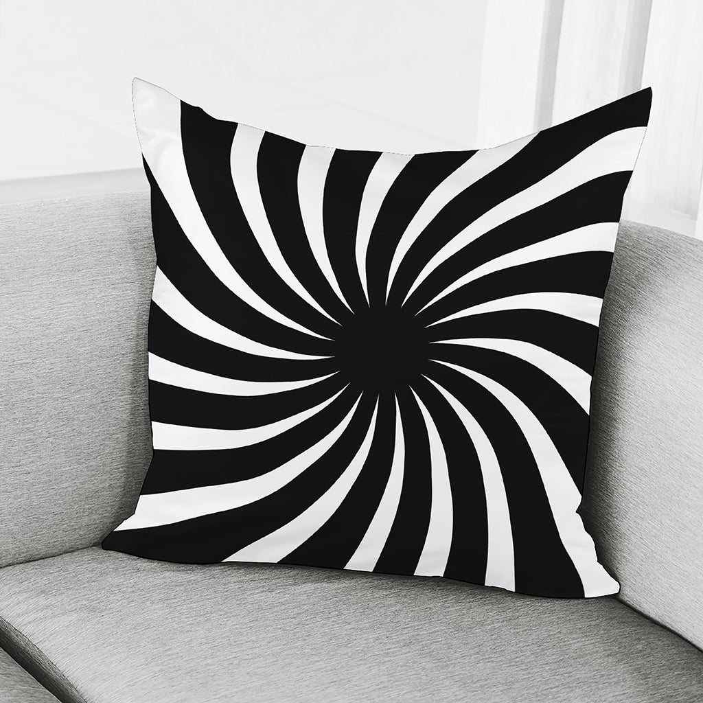 Black And White Vortex Swirl Print Pillow Cover