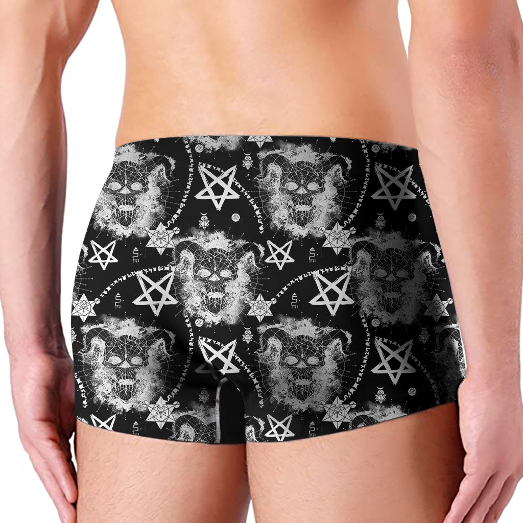 Black And White Wicca Devil Skull Print Men's Boxer Briefs