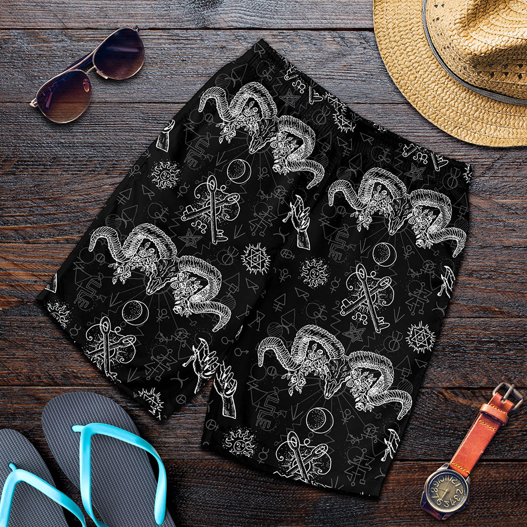 Black And White Wicca Gothic Print Men's Shorts