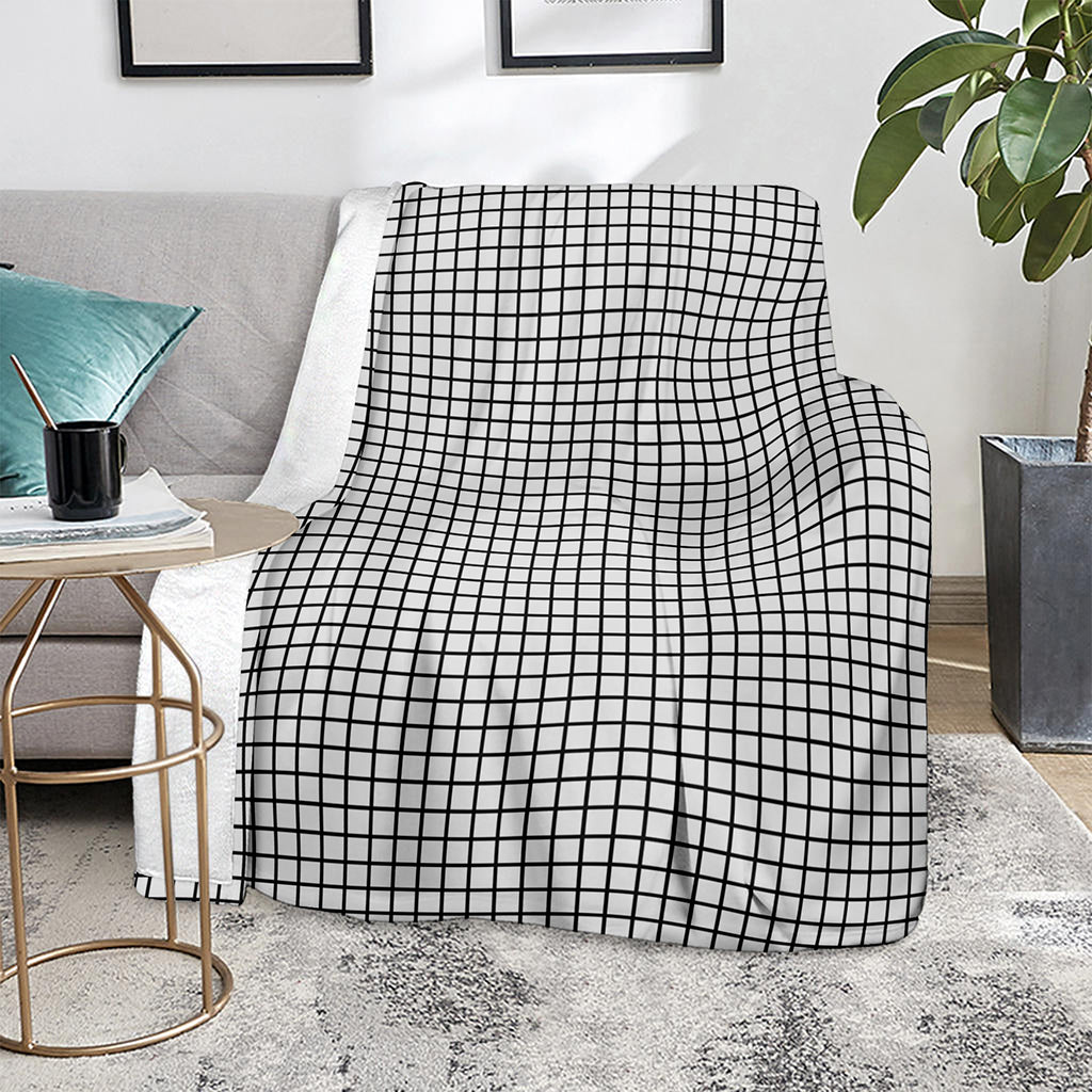 Black And White Windowpane Pattern Print Blanket