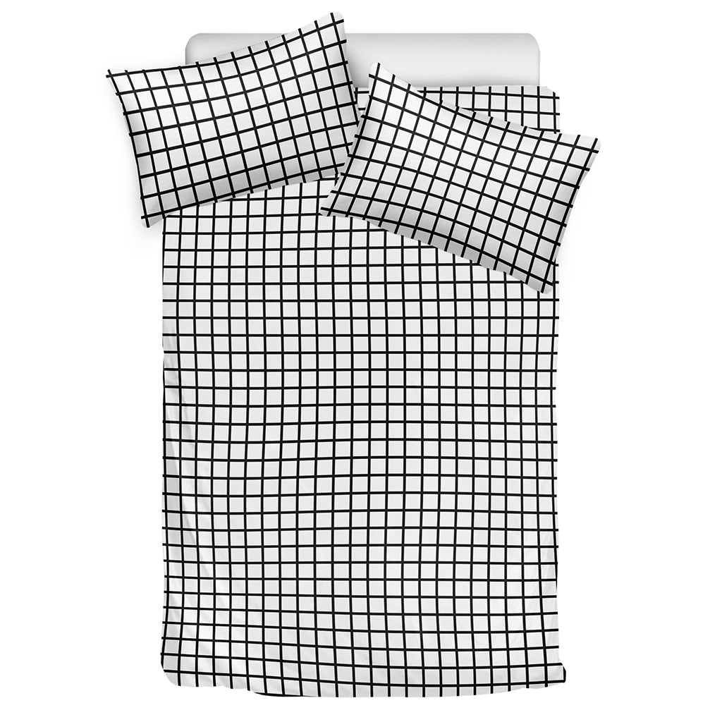 Black And White Windowpane Pattern Print Duvet Cover Bedding Set