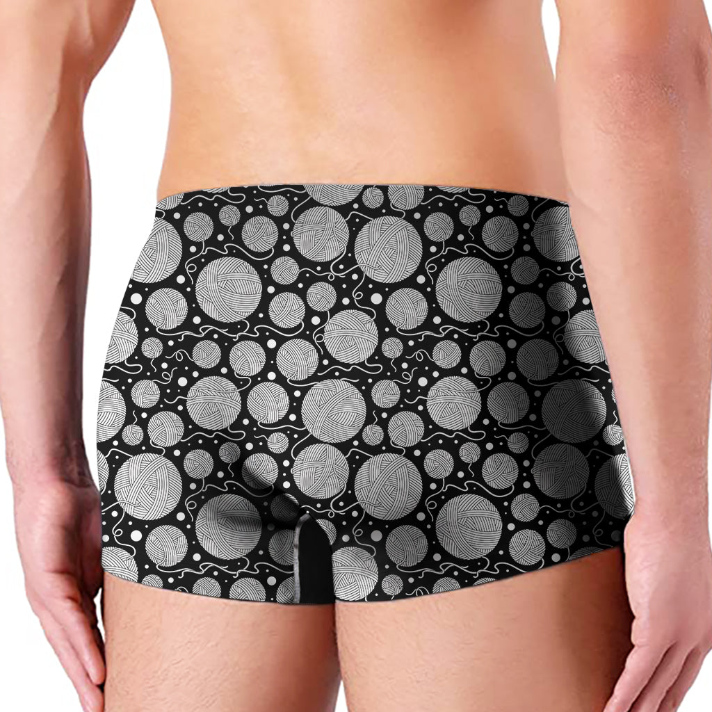 Black And White Yarn Pattern Print Men's Boxer Briefs