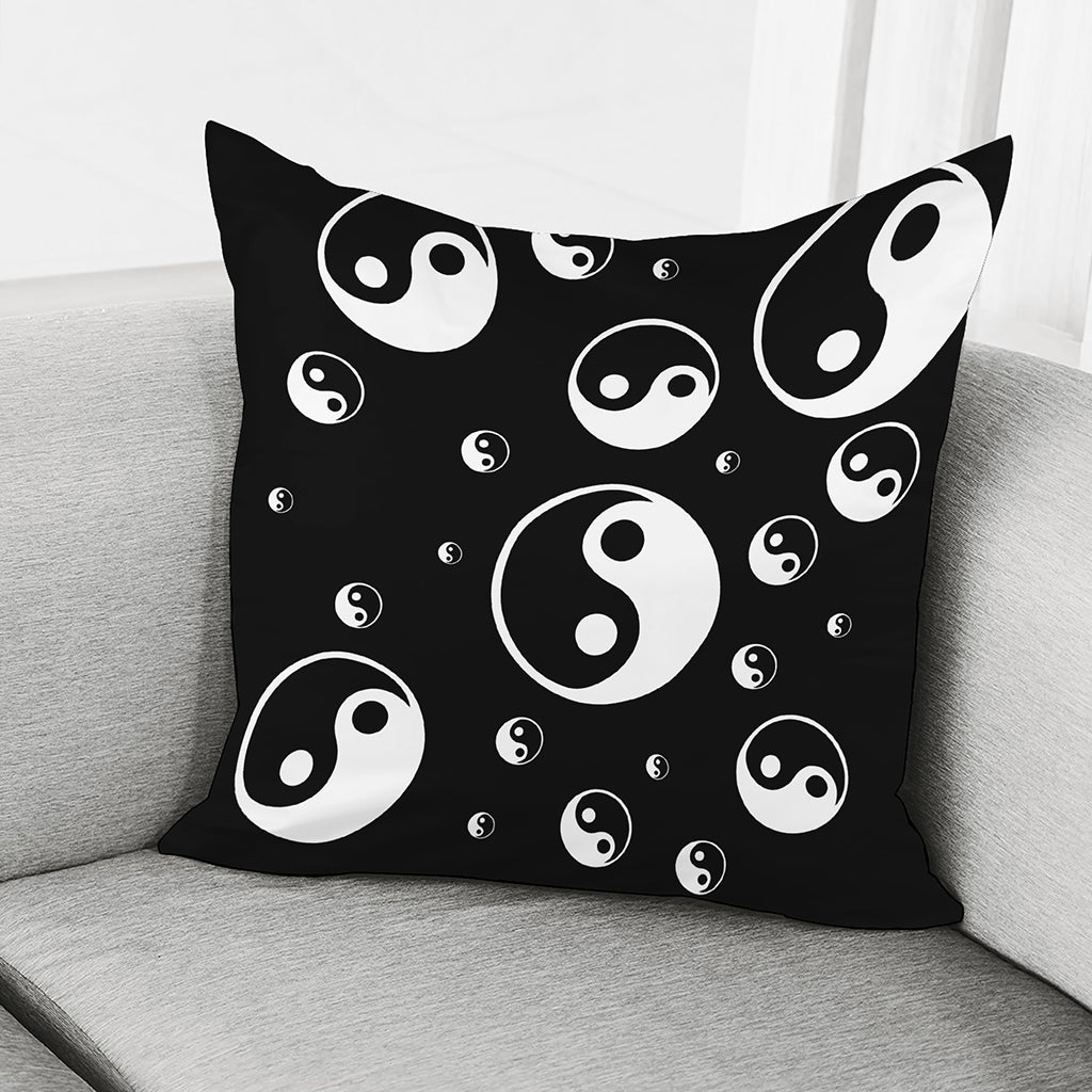 Black And White Yin Yang Pattern Print Pillow Cover