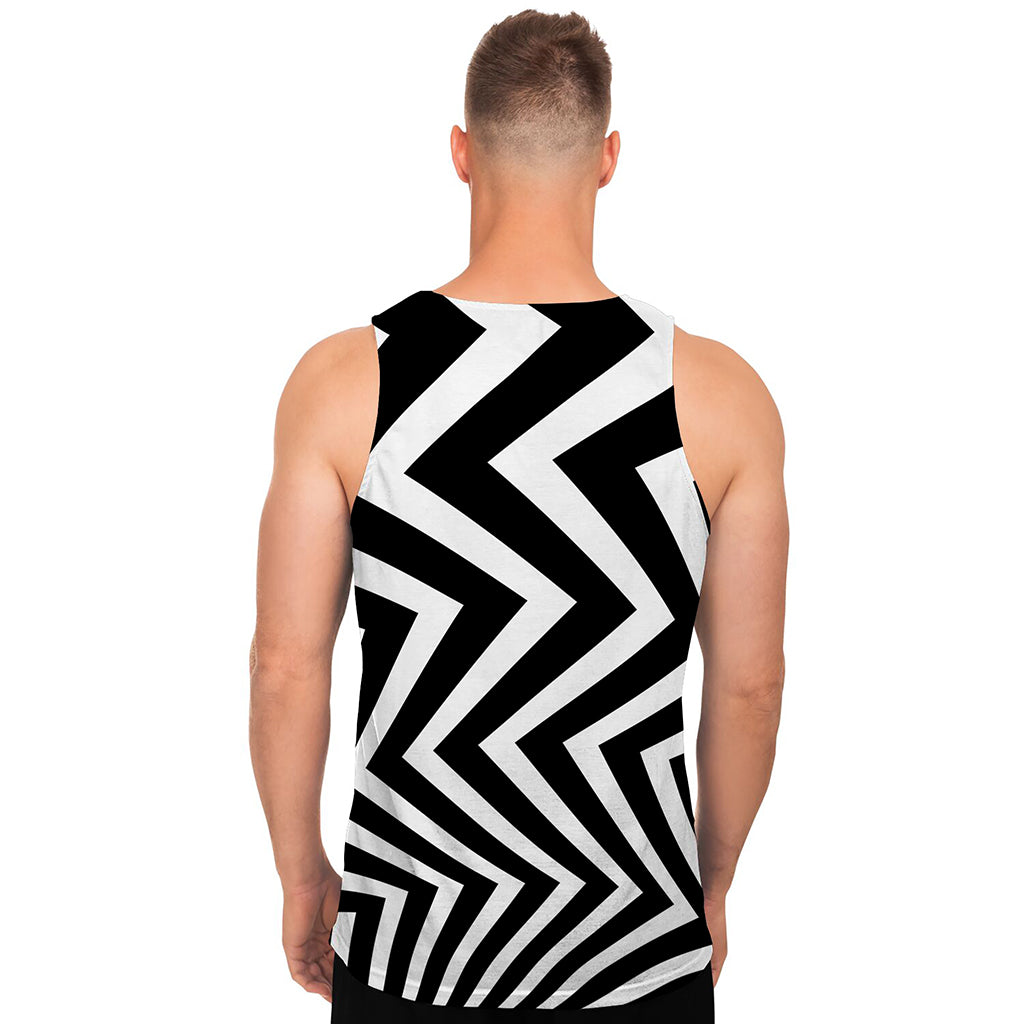 Black And White Zigzag Dazzle Print Men's Tank Top