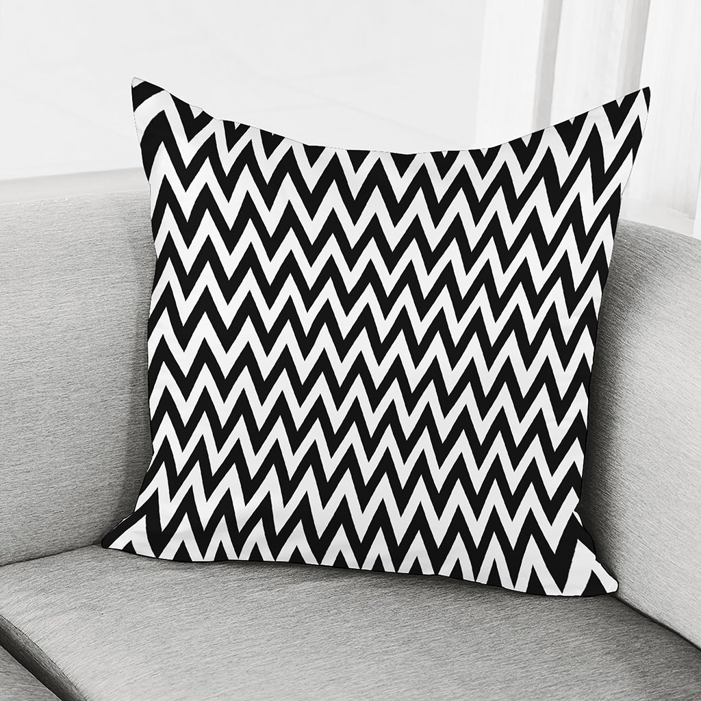 Black And White Zigzag Pattern Print Pillow Cover