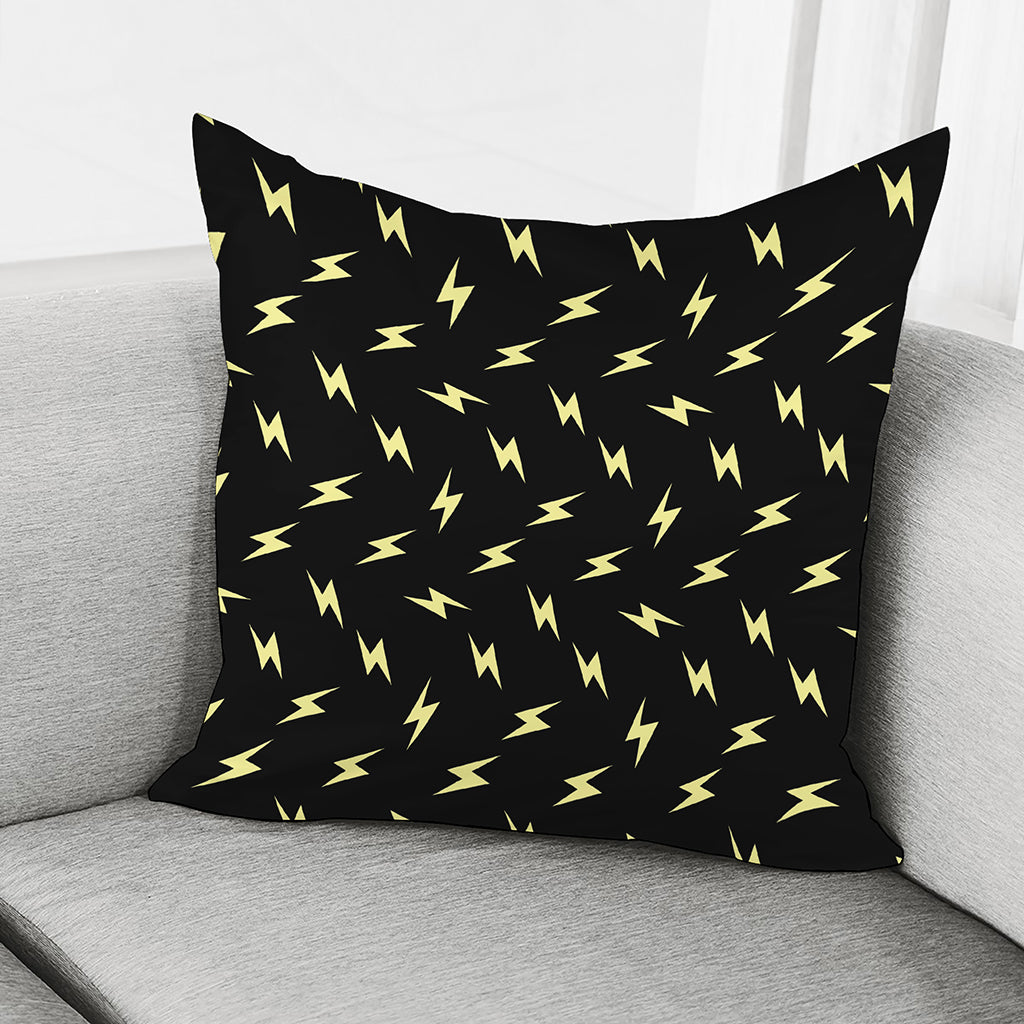 Black And Yellow Lightning Pattern Print Pillow Cover