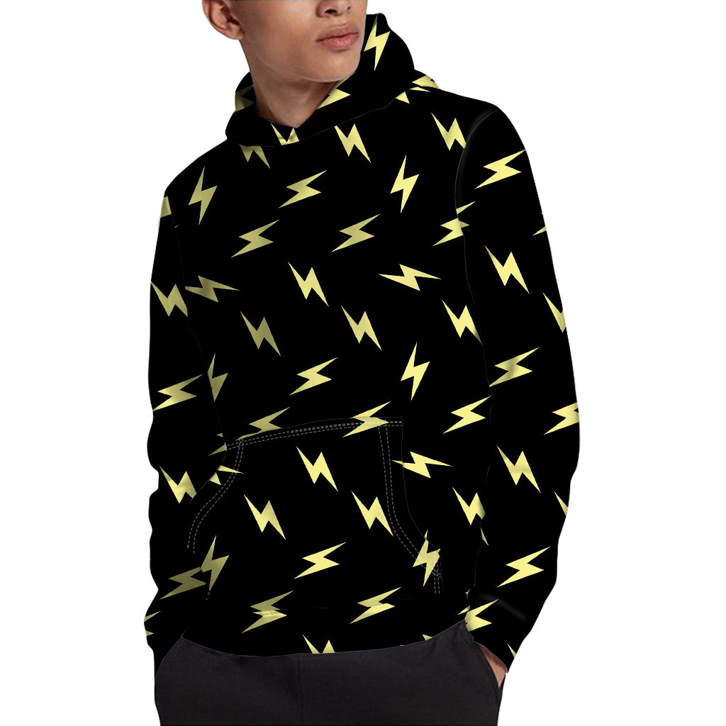 Black And Yellow Lightning Pattern Print Pullover Hoodie