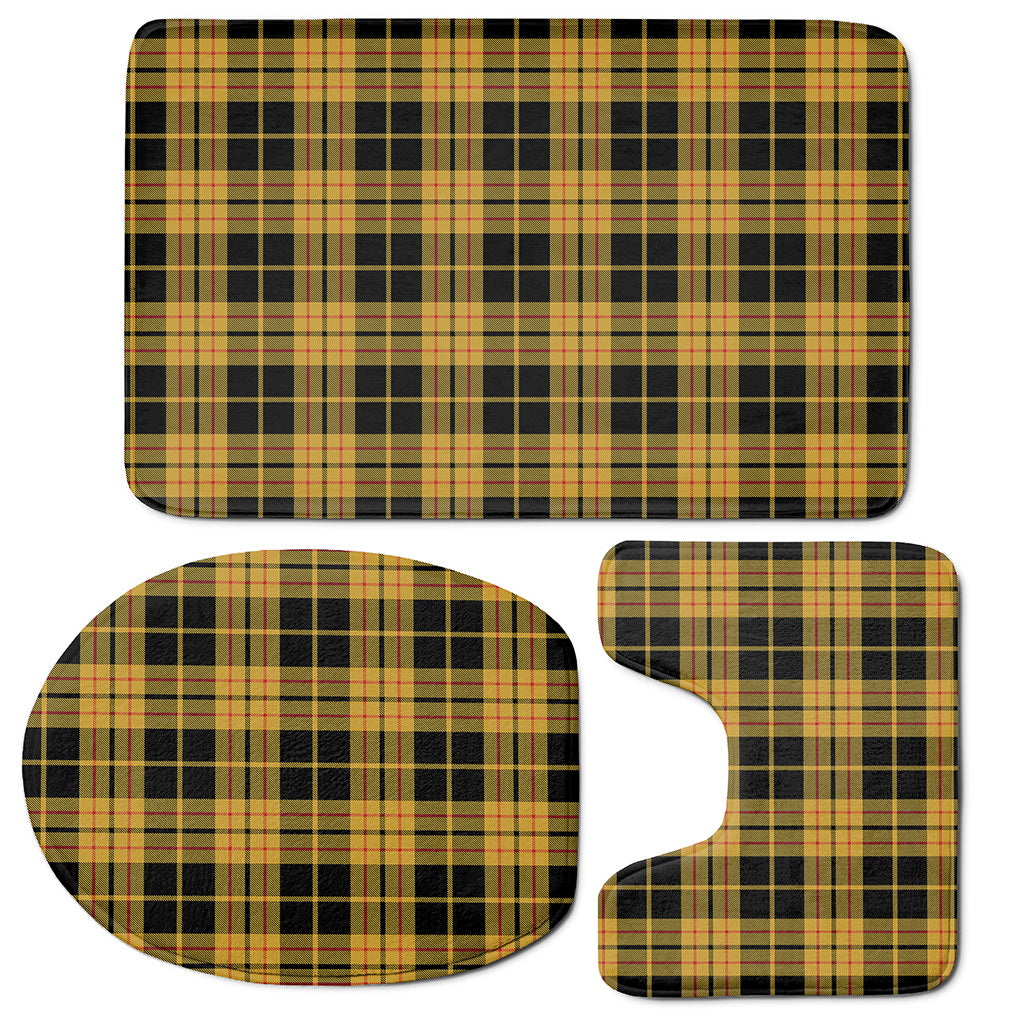 Black And Yellow Tartan Pattern Print 3 Piece Bath Mat Set