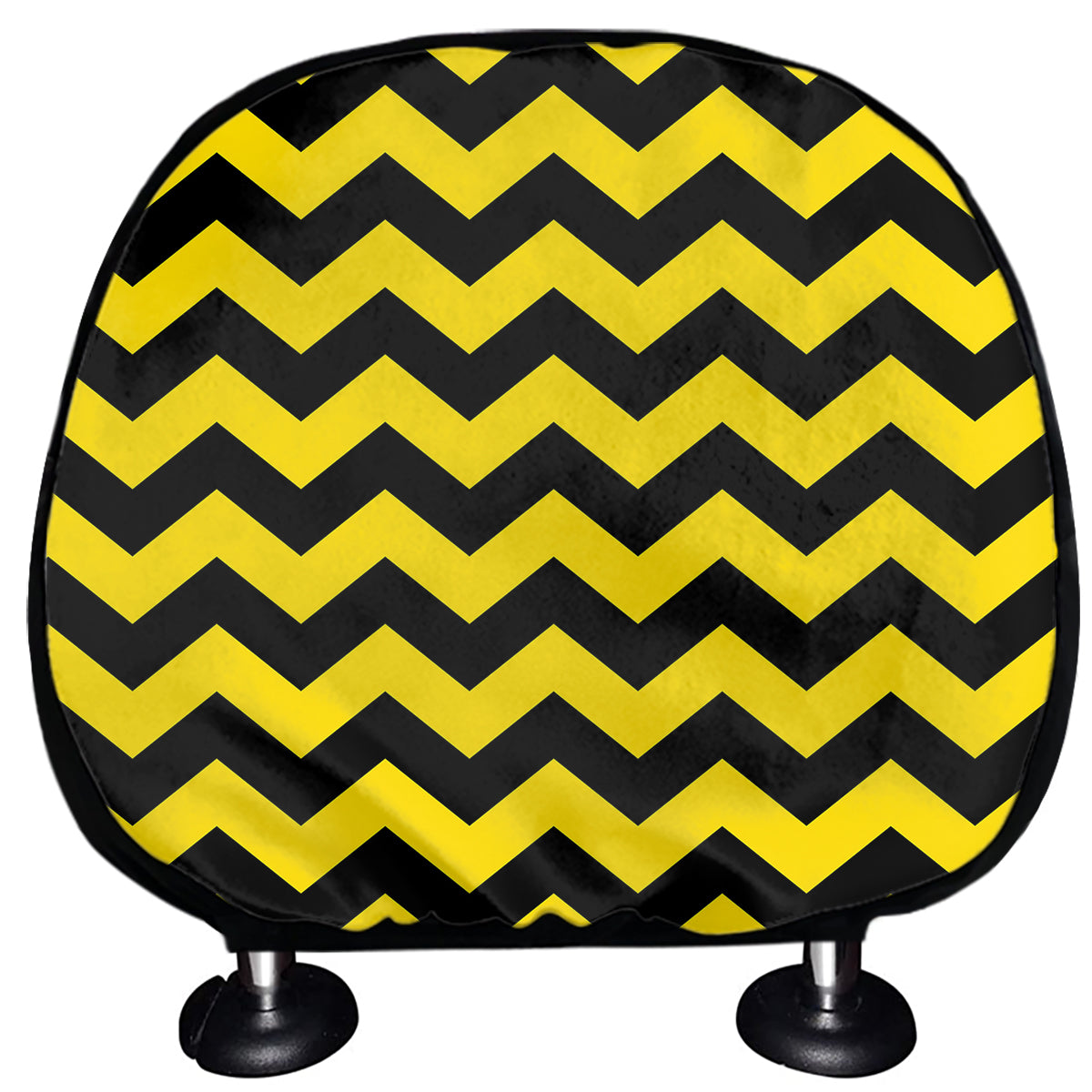 Black And Yellow Zigzag Pattern Print Car Headrest Covers