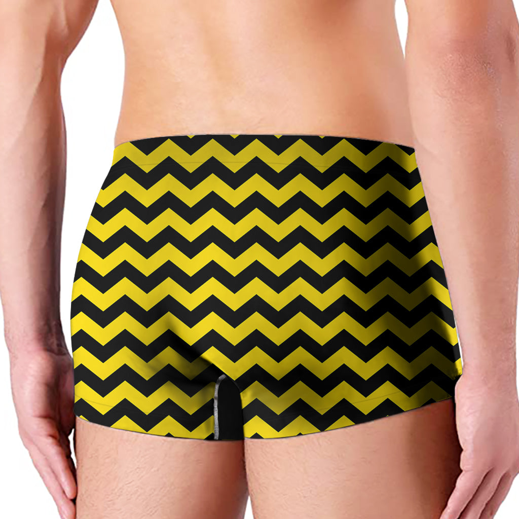 Black And Yellow Zigzag Pattern Print Men's Boxer Briefs