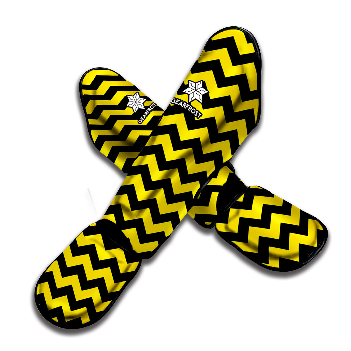 Black And Yellow Zigzag Pattern Print Muay Thai Shin Guard