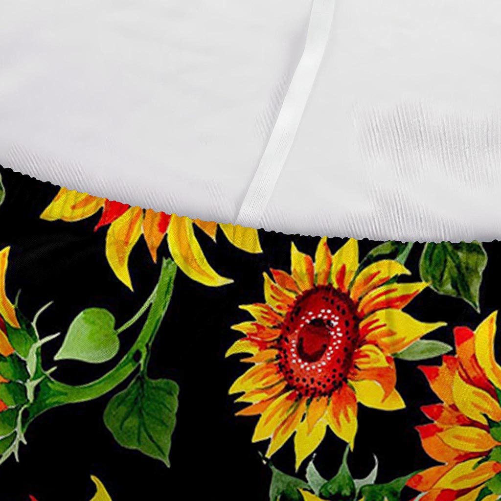 Black Autumn Sunflower Pattern Print Sofa Cover