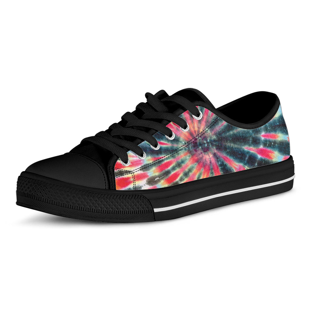 Black Backed Tie Dye Print Black Low Top Shoes