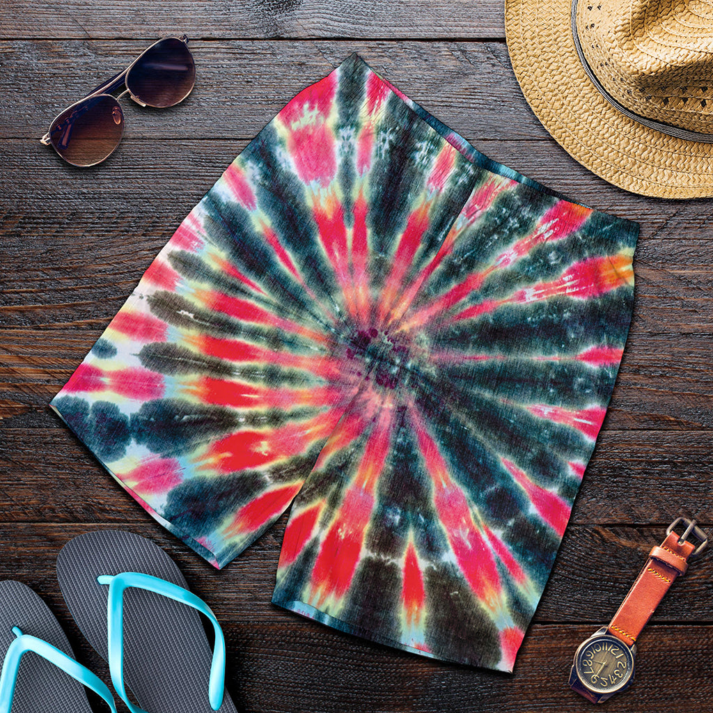 Black Backed Tie Dye Print Men's Shorts