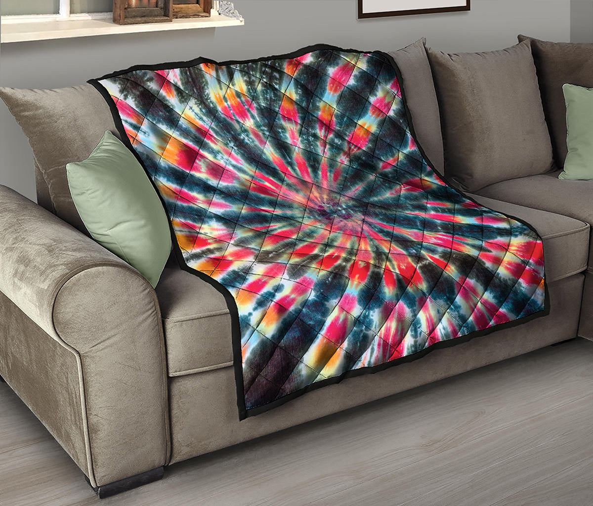Black Backed Tie Dye Print Quilt