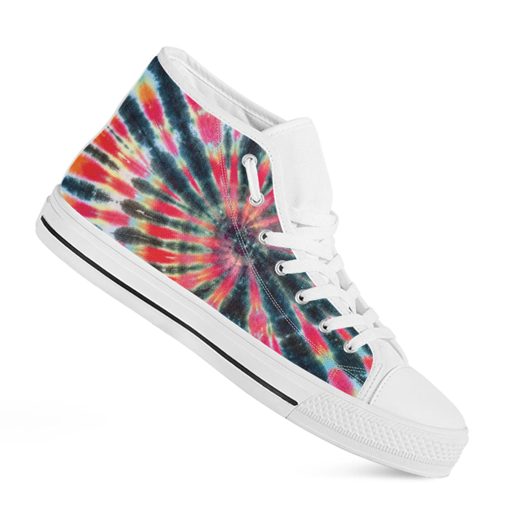 Black Backed Tie Dye Print White High Top Shoes