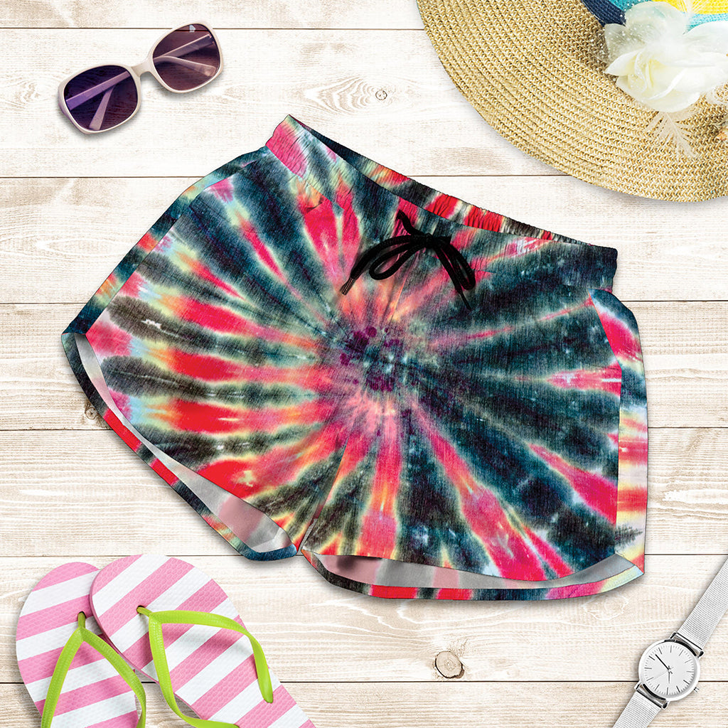 Black Backed Tie Dye Print Women's Shorts