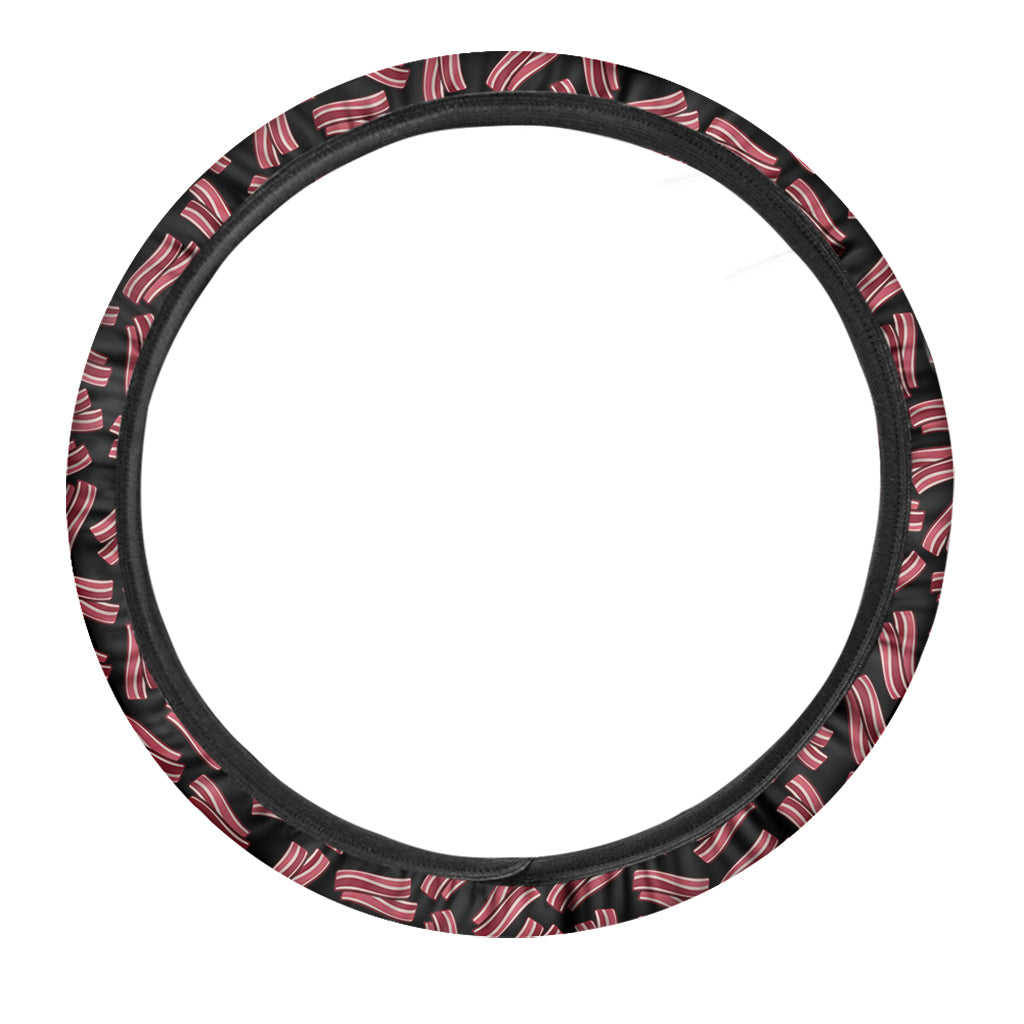 Black Bacon Pattern Print Car Steering Wheel Cover