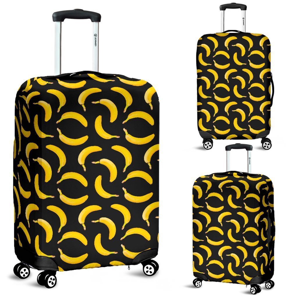 Black Banana Pattern Print Luggage Cover GearFrost