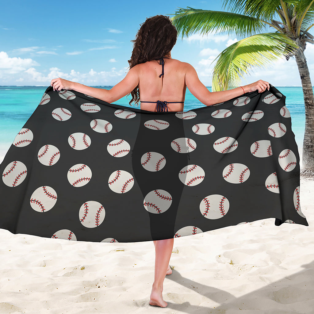 Black Baseball Pattern Print Beach Sarong Wrap