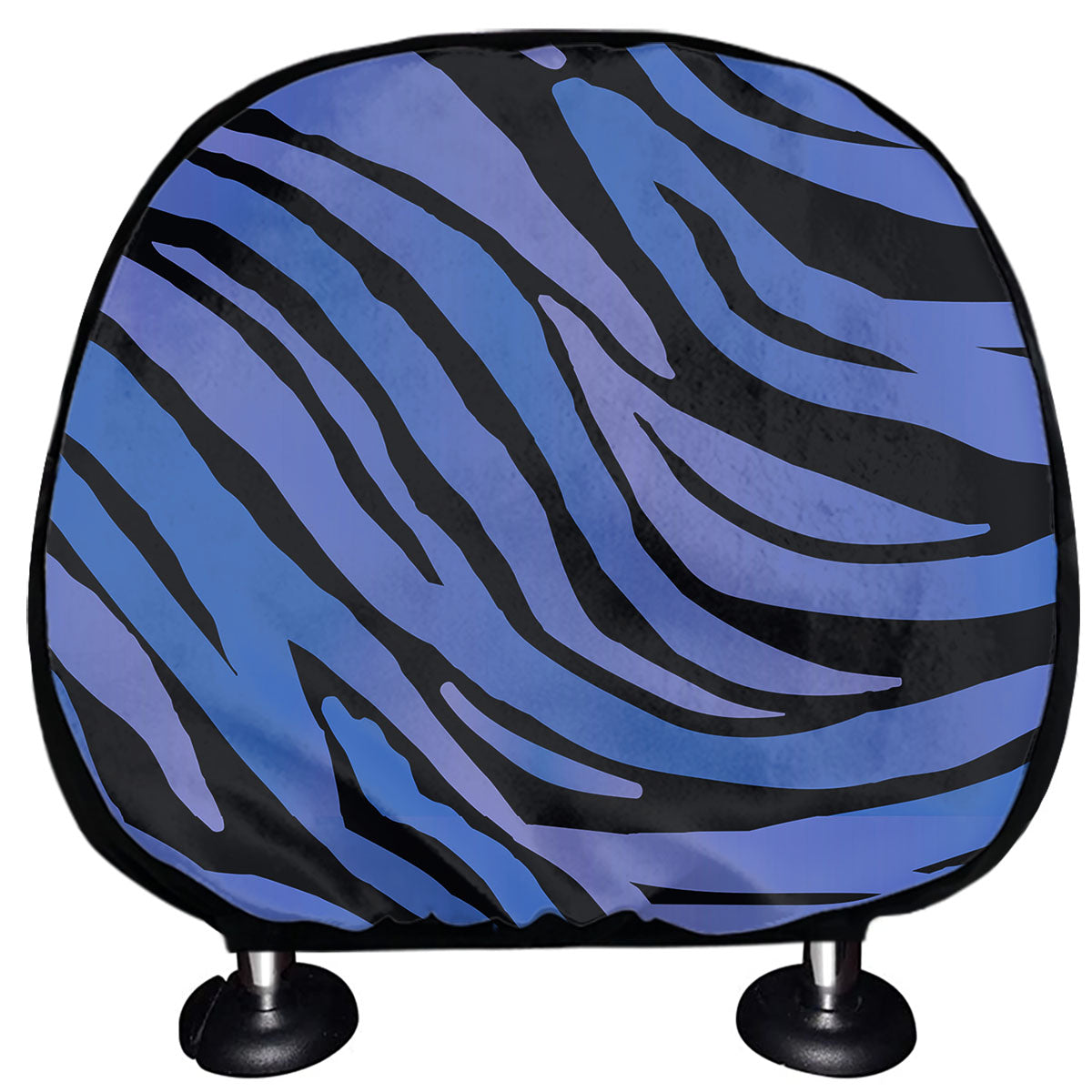 Black Blue Zebra Pattern Print Car Headrest Covers