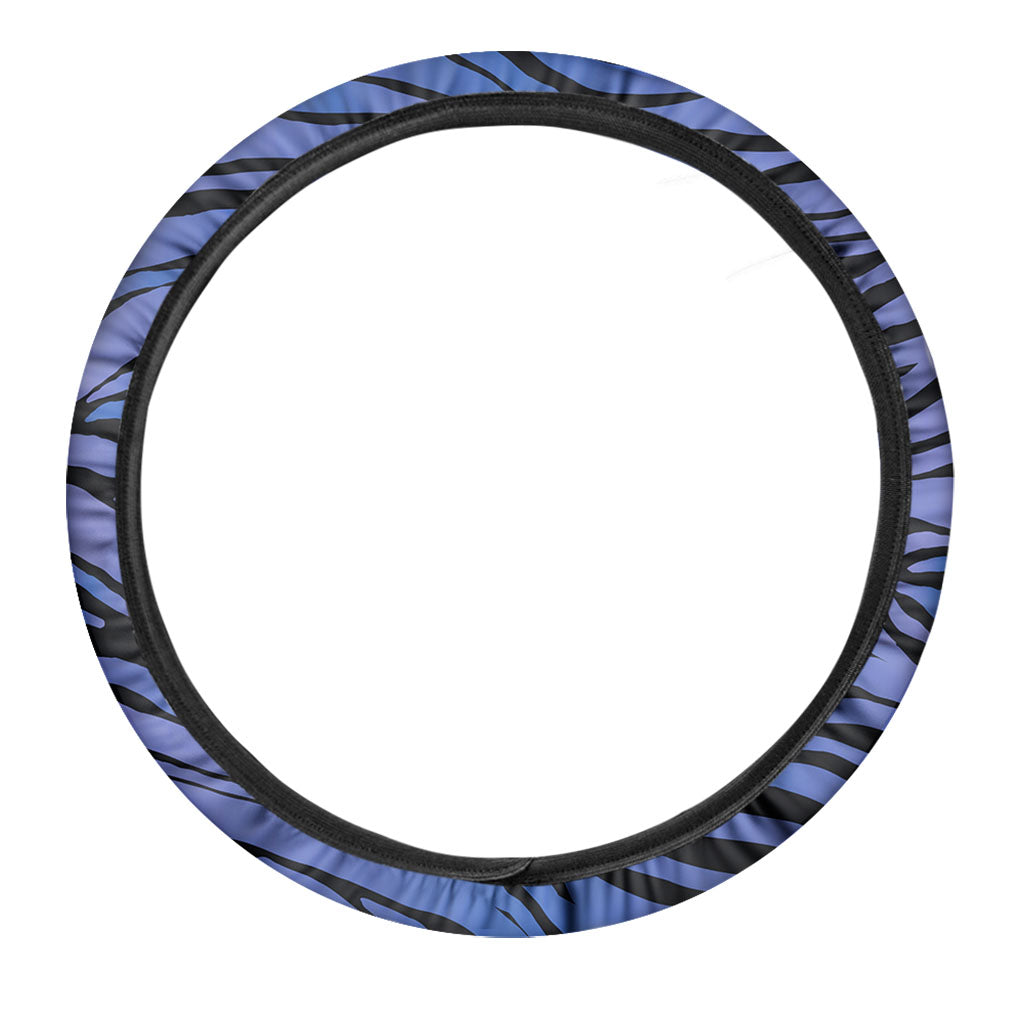 Black Blue Zebra Pattern Print Car Steering Wheel Cover