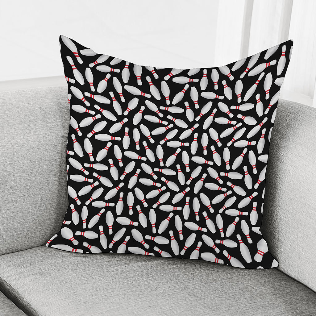 Black Bowling Pins Pattern Print Pillow Cover