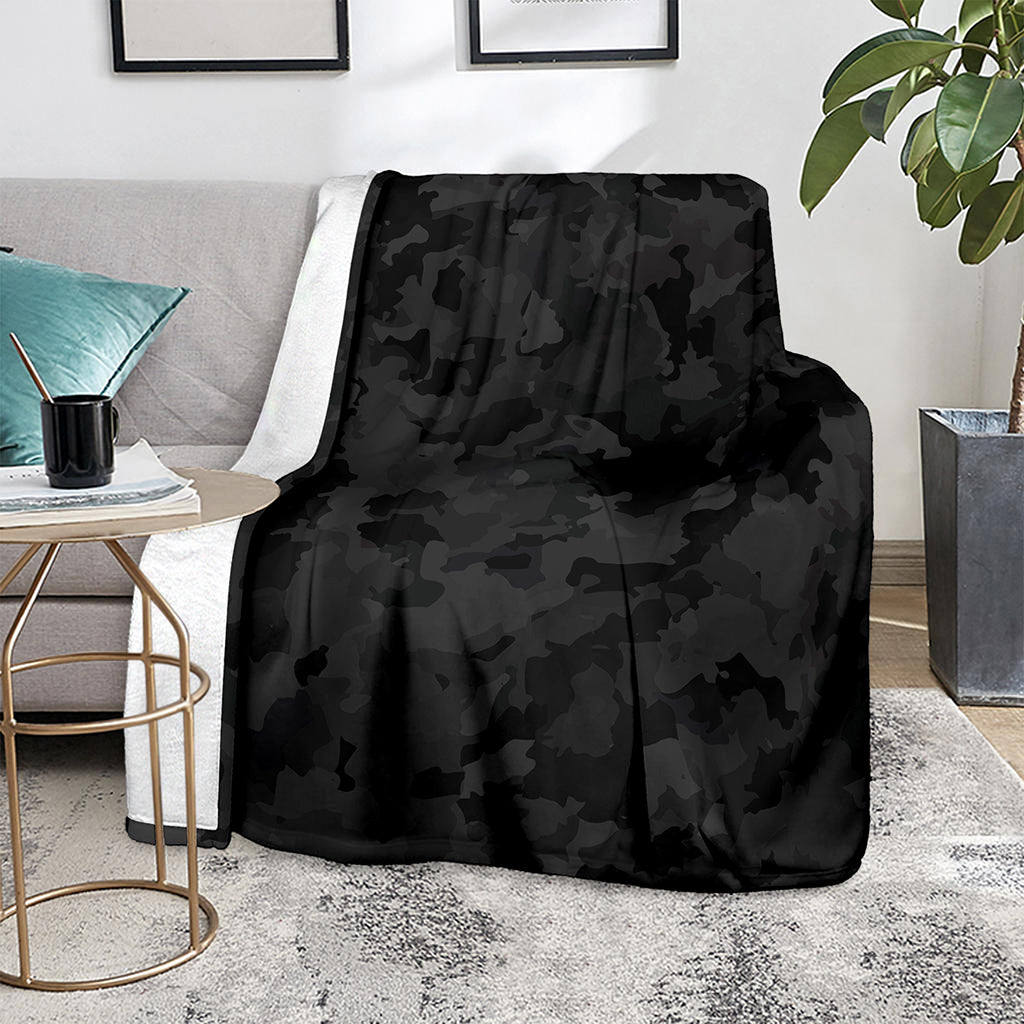 Black Camouflage Print Blanket