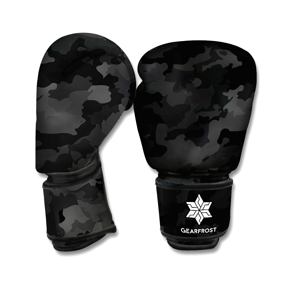 Black Camouflage Print Boxing Gloves