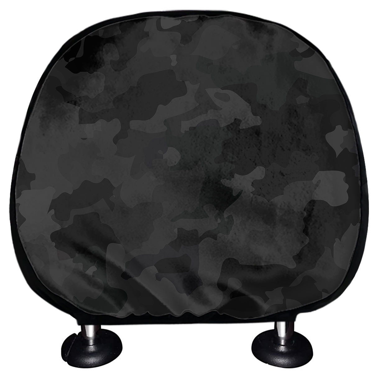 Black Camouflage Print Car Headrest Covers