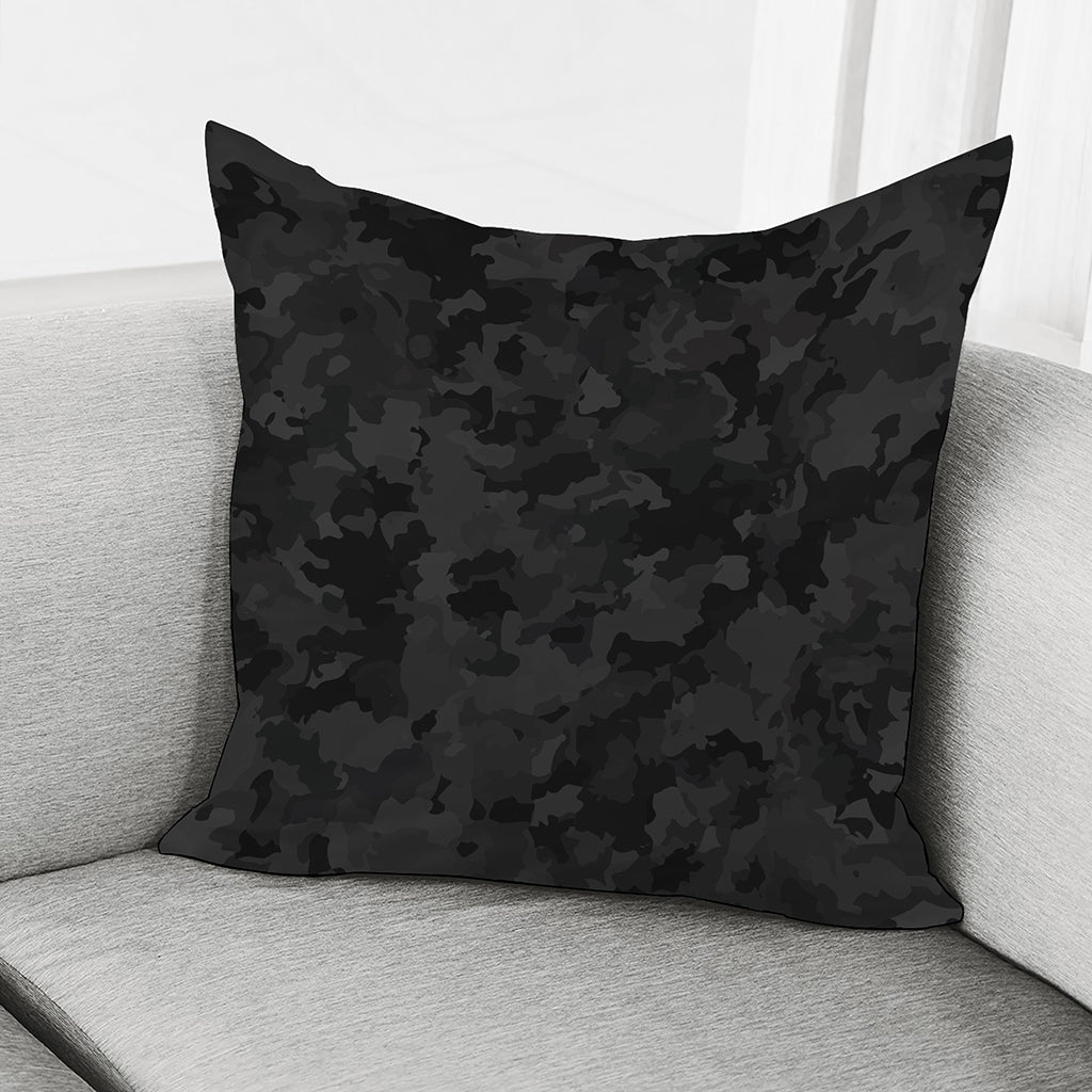 Black Camouflage Print Pillow Cover