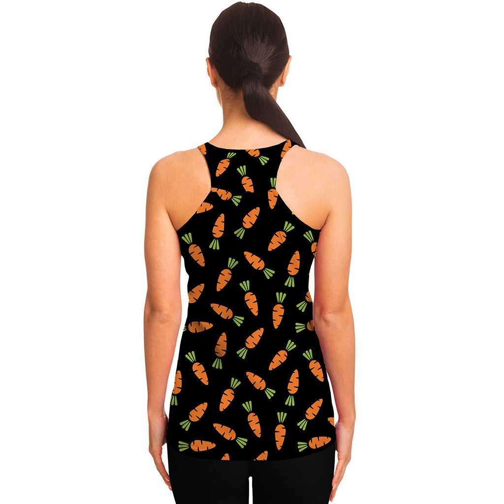 Black Carrot Pattern Print Women's Racerback Tank Top
