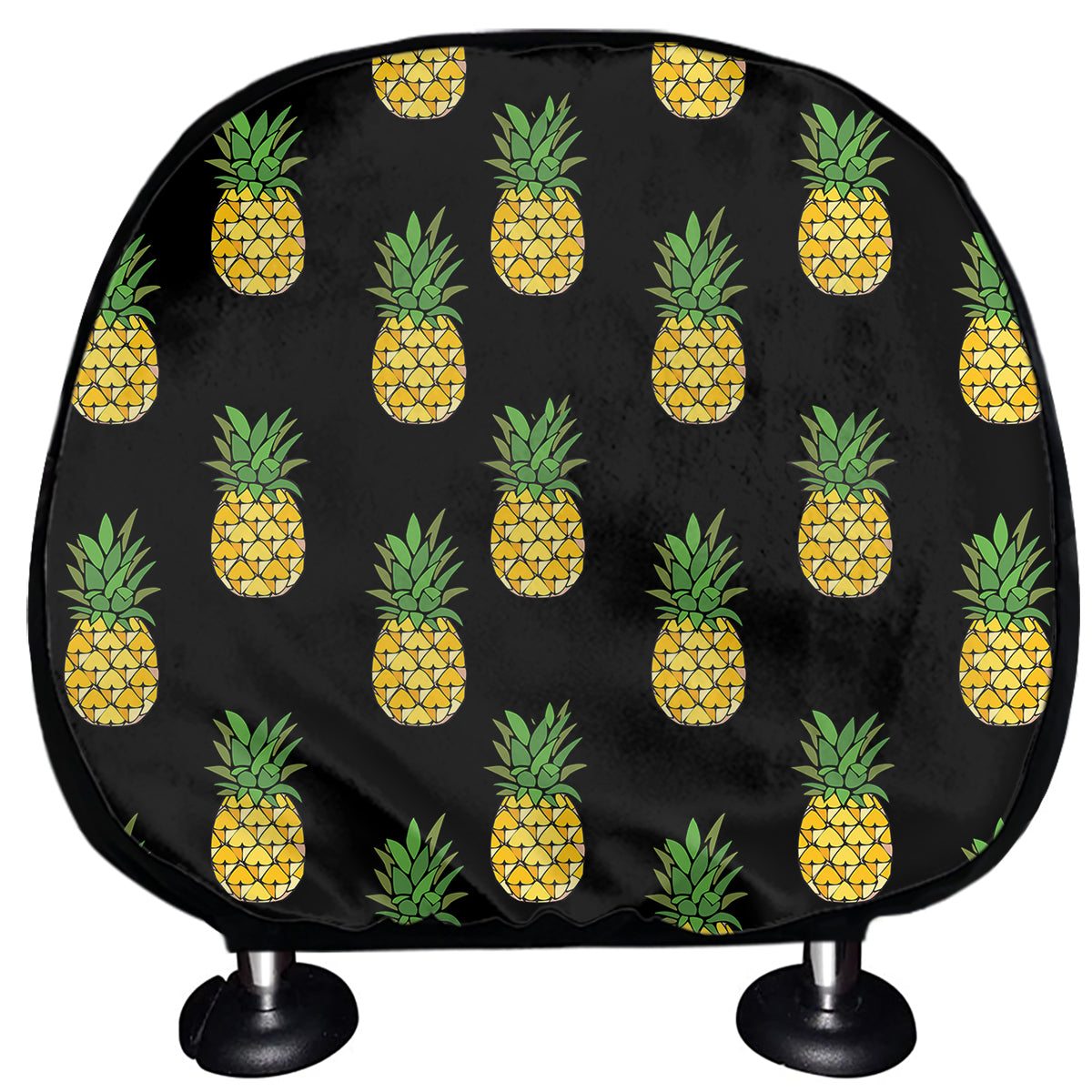 Black Cute Pineapple Pattern Print Car Headrest Covers