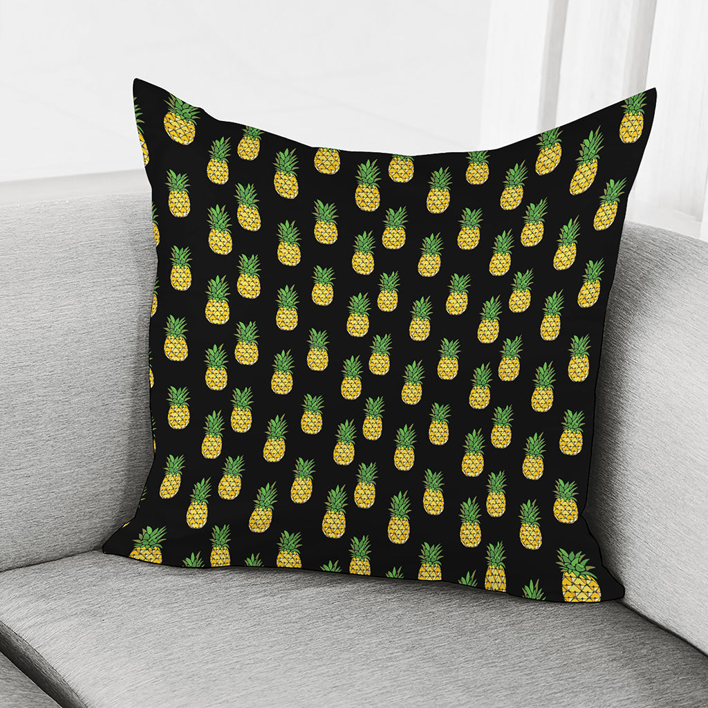 Black Cute Pineapple Pattern Print Pillow Cover