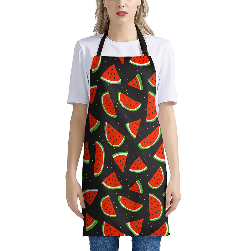 Black Cute Watermelon Pattern Print Apron
